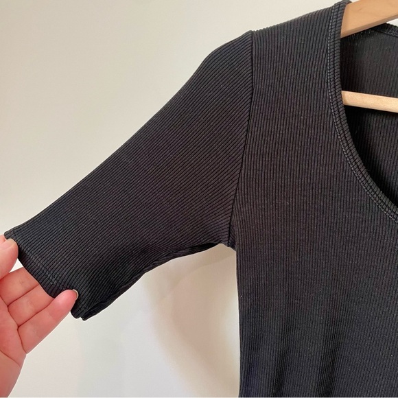 Nation LTD Lark Scoop Neck Ribbed Tee T Shirt Black Size Extra Small - Picture 8 of 8